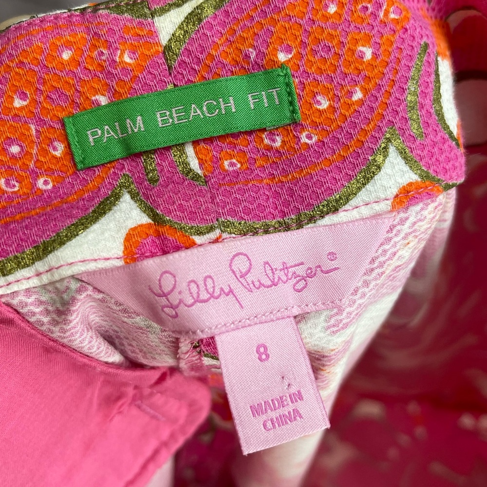 Lilly Pulitzer size 8 palm beach fit pink floral print Capri pants - Picture 4 of 8